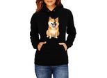 Felpa Con Cappuccio Da Donna Funny Dogs Breeds Shiba Inu Dog Breed, Lady L / Noir