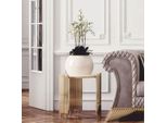 Casa Padrino Tavolino Con Piano In Finto Marmo Bianco/Oro Ø 59 Cm