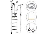 Wallbarz Family 4D Parete Di Arrampicata Parete Di Ginnastica Parete Di Arrampicata Palestra Bambini Indoor Con Montaggio A Soffitto In Argento Nero