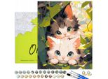 Oh Art! Pittura Con I Numeri Gatti Animali Set 50X40 Cm Con 29 Colori Acrilici 3 Pennelli Tela Con Cornice In Legno Set Di Pittura Fai Da Te Per Adulti E Bambini