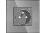 Presa Di Corrente Zigbee Singola A 230V Con Spinotto E Contatore Di Energia, Grigio Con Cornice In Vetro__