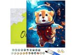 Oh Art! Paint By Numbers Kids Animals - Hamster In Space 40X50 Cm Con Cornice, 22 Colori Acrilici E Pennelli Set Di Pittura Fai Da Te Per Adulti E Bambini