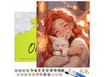 Oh Art! Pittura Con I Numeri Ragazza Con Gatto 40X50 Cm Tela Con Cornice 29 Colori Acrilici 3 Pennelli Quadro Fai Da Te Animali Anime Adulti Bambini