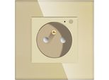 Presa Di Corrente Con Pin 230V Singolo Zigbee Gold Con Cornice In Vetro__