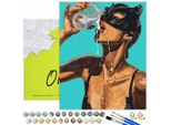 Oh Arte! Pittura Con I Numeri Donna Con Maschera Da Gatto 40 X 50 Cm Tela Con Cornice 29 Colori Acrilici 3 Pennelli Quadro Fai Da Te Adulti Moderna Pop Art