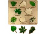 Puzzle Montessoriano In Legno - Foglie Con Cartoline