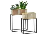 Supporto Per Piante Anderlues Set Di 2 Supporti Per Vasi Da Fiori Di Diverse Dimensioni Supporto Per Vasi Da Fiori Supporto Per Piante Supporto Per Fiori Metallo Colori Nero/Ottone