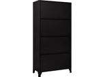 The Living Store Armadietto Nero 90X45X180 Cm In Acciaio