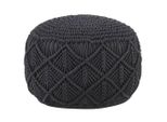 The Living Store Pouf Macramé Fatto A Mano Antracite 45X30 Cm Cotone