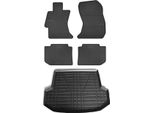 Set Tappetini E Fodera Bagagliaio Per Subaru Levorg 2014-2025 In Gomma Nera 5X