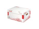 Scatola Con Coperchio A Cerniera Speedbox, Din A4, Bianco/Rosso, Per Formato Din A4+, In Cartone Riciclato Al 100%, Riciclabile Al 100%