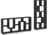 Scaffale Libreria A Parete, Montaggio Orizzontale E Verticale, Nero Mate, 68,5X161X25Cm