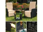 Mucola Set Di Sedute 2 Poltrone E Tavolo Set Da Salotto In Polyrattan Mobili Da Giardino Gruppo Di Sedute Da Giardino Set Da Pranzo - Nero