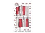 Stubai 3540 Set Di Scalpelli Set Di Scalpelli Con Manico In Plastica Rossa E Lama Extra Lunga, 4 Pezzi (12,16,20,24 Mm), Scalpelli Per La Lavorazione Precisa Del Legno Strumento Di Alta Qualità Per Falegnami Falegnami Fai Da Te