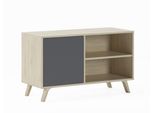 Mobile Tv 100, Soggiorno, Modello Wind, Colore Rovere E Grigio Antracite, 95X40X57Cm