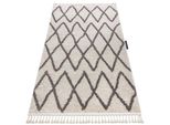 Tappeto Berber Beni Crema Frange Berbero Marocchino Shaggy Beige 120X170 Cm