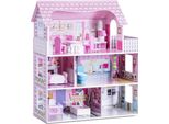 Costway Casa Delle Bambole A 3 Piani In Legno Per Bambina Rosa