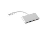 Cadorabo 4 Porte Usb Multi-Interfaccia Plug&Play Connessione USB-C, Presa Di Ricarica USB-C, 2 Porte Usb 2.0 Usb 3.0 Colore Argento
