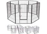 Costway 8 Pezzi Box Per Cuccioli Recinto Per Cuccioli Gabbia Per Animali Recinto Per Cani Barriera Con Porta Bloccabile, Per Cani, Gatti E Conigli, Nero