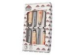 Stubai 3531 Set Di Scalpelli Speciali Set Di Scalpelli Con Manico In Legno Di Carpino, Forma Svedese, Set Di 4 Pezzi (13, 16, 20, 24 Mm), Scalpelli Per La Lavorazione Precisa Del Legno, Scalpelli Per Falegnami, Carpentieri, Fai Da Te