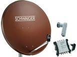 Sistema Sat Schwaiger 80 Cm 8 Subscriber Quattro Lnb (Senza Interruttore) Rosso Mattone Con Multiswitch 5/8