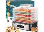 Sillar Essiccatore Per Alimenti 240W, Essiccatore Per Frutta Con 5 Vassoi Regolabili, Temperatura Regolabile 35°-70°C E Timer 0-99H, Per Verdure, Funghi,