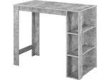 Tavolo Da Bar 'Danderyd' Banco Bar 120 X 60 X 106 Cm Con 3 Vani Portaoggetti Look Cemento