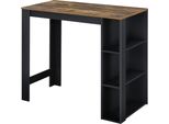Tavolo Da Bar 'Danderyd' Banco Bar 120 X 60 X 106 Cm Con 3 Ripiani Nero/Quercia, Scuro