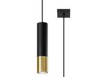Lampada A Sospensione Loopez 1 Nero/Oro 1Xgu10 10W Acciaio 100X8X8Cm Sollux Lighting