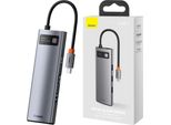 Hub 8W1 Baseus Metal Gleam Series, Usb-C Do 3X Usb 3.0 + Hdmi + Usb-C Pd + Ethernet Rj45 + Microsd/Sd
