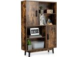 Libreria In Legno Costway HW67563CF, Con 2 Ante E 4 Ripiani Aperti, Scaffale In Legno Verticale, Scaffale Portaoggetti, 80X24X120Cm - A