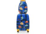 Costway 2 Pezzi Valigia Per Bambini + Zaino, Trolley Per Bambini In Plastica, Valigie Per Bambini, Set Di Valigie Per Bambini (Blu, 12"+18"")"