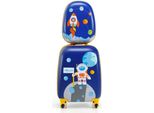 Costway BN10002 Set Valigia E Zaino Per Bambini, 2 Pezzi, Trolley Per Bambini In Plastica, Valigie Per Bambini - A