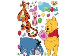 Tatuaggio Da Parete Disney Pooh L'orso Giallo, Arancione, Rosa E Blu - 600187 - 65 X 85 Cm