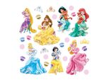 Tatuaggio Da Parete Disney Principesse Verde, Rosa E Giallo - 600236 - 30 X 30 Cm