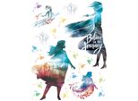 Tatuaggio Da Parete Disney La Regina Dei Ghiacci Anna & Elsa Blu, Arancione E Viola - 600171 - 65 X 85 Cm