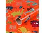 Carta Da Regalo Mostri Divertenti, Arancione, Per Feste Di Compleanno Per Bambini, 0,70 X 10 M