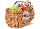 Creative Home Cestino In Vimini Con Manico | Cesto Funghi Picnic | 45 X 32 X 34 Cm | Tessuto Fatto A Mano | Salice Naturale Marrone Spesso | Multiuso