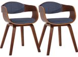 Clp Set Di 2 Sedie Kingston In Tessuto Con Imbottitura E Robusta Struttura In Legno, Noce/Blu Noce