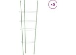 Vidaxl Supporti Per Piante Con 4 Anelli 5 Pz. Verde 90 Cm In Acciaio
