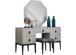 Tavolino Con Specchio Camera Da Letto Grigia Jv Mobili Design Console Sgabello Nuovo