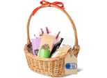 Creative Home Cestino In Vimini Con Manico | Cesto Regalo Ovale | 37 X 30 X 37 Cm | Cesto Decorativo Intrecciato A Mano | Salice Naturale Resistente