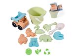 Woopie Green Set Di Secchielli Per Sabbia Con Auto 11 El. Materiale Biodegradabile