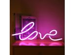 Luce Led Neon, Applique Decorativa, Scritta Love Rosa, Circa 45 X 17,5 X 2 Cm