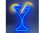 Luce Led Neon, Applique Decorativa, Vetro Cocktail Blu, Circa 33 X 43 X 1,4 Cm