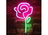 Luce Led Neon, Applique Decorativa, Rosa Con Stelo, Circa 23 X 28 X 2 Cm