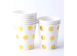Bicchiere Di Carta, 10 Pezzi / 275 Ml, Bianco / Oro Punteggiato