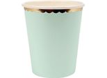 Bicchiere Di Carta, 8 Pezzi / 300Ml - Opaco / Bordo Dorato, Verde