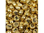 Perline Con Lettere, 500 Pezzi, 4X7 Mm, Oro Con Nero, Rotonde, Mix Di Lettere