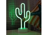 Luce Led Neon, Lampada Da Terra Decorativa, Verde Cactus, Circa 29,5 X 14,5 X 8,5 Cm